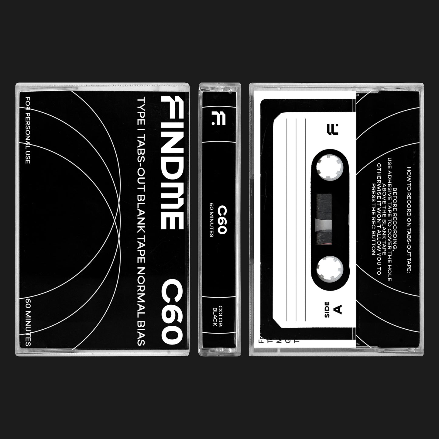 空白錄音帶 | 全黑色 已貼上 Side A B 貼紙 | 60 分鐘