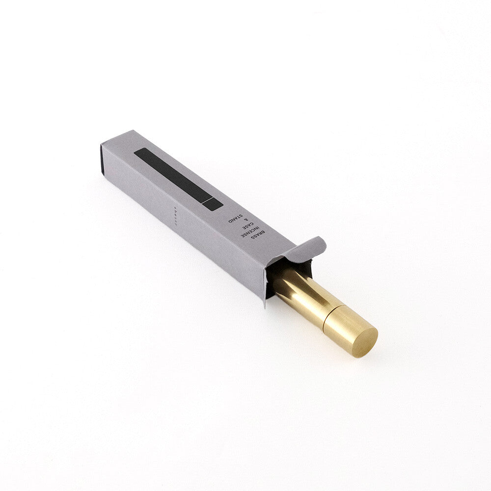 Portable Brass Incense Case & Stand (L, 15cm Height)