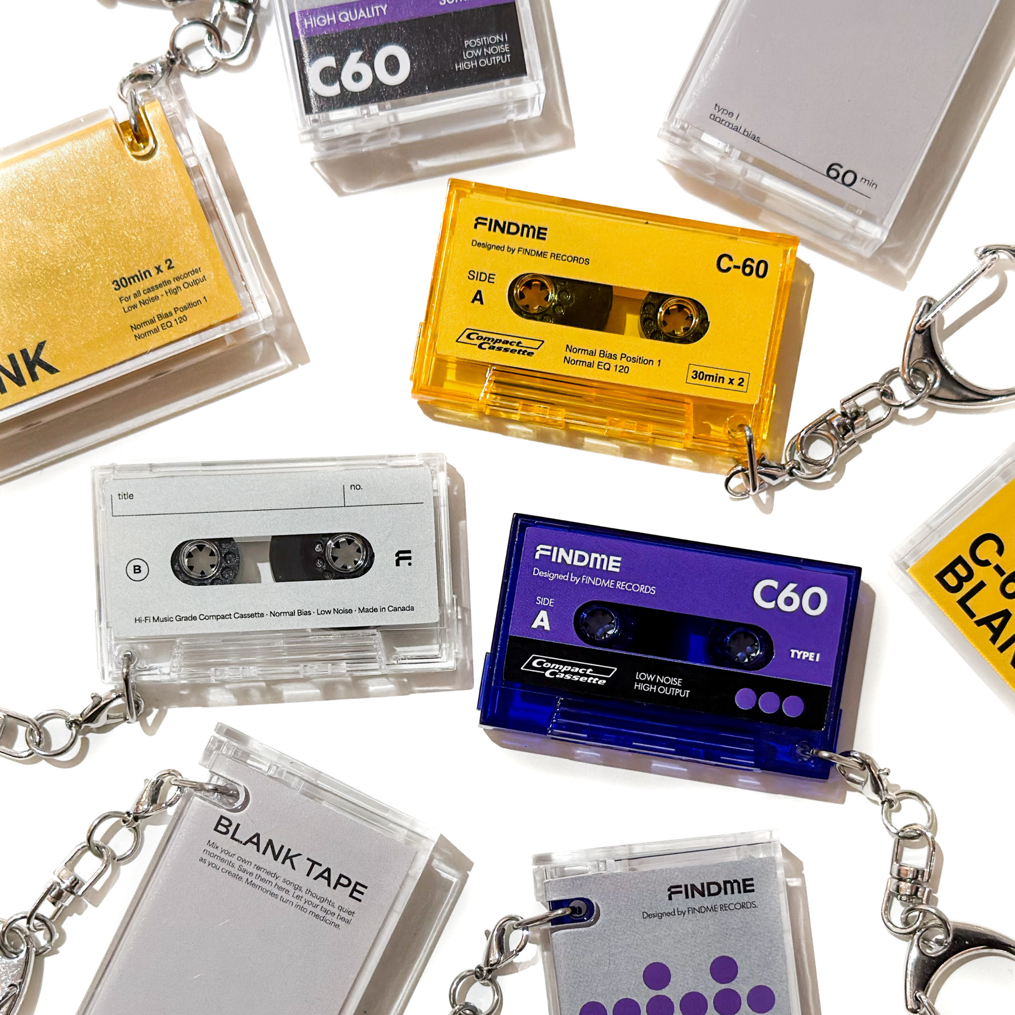 FINDME Mini Cassette Keychain